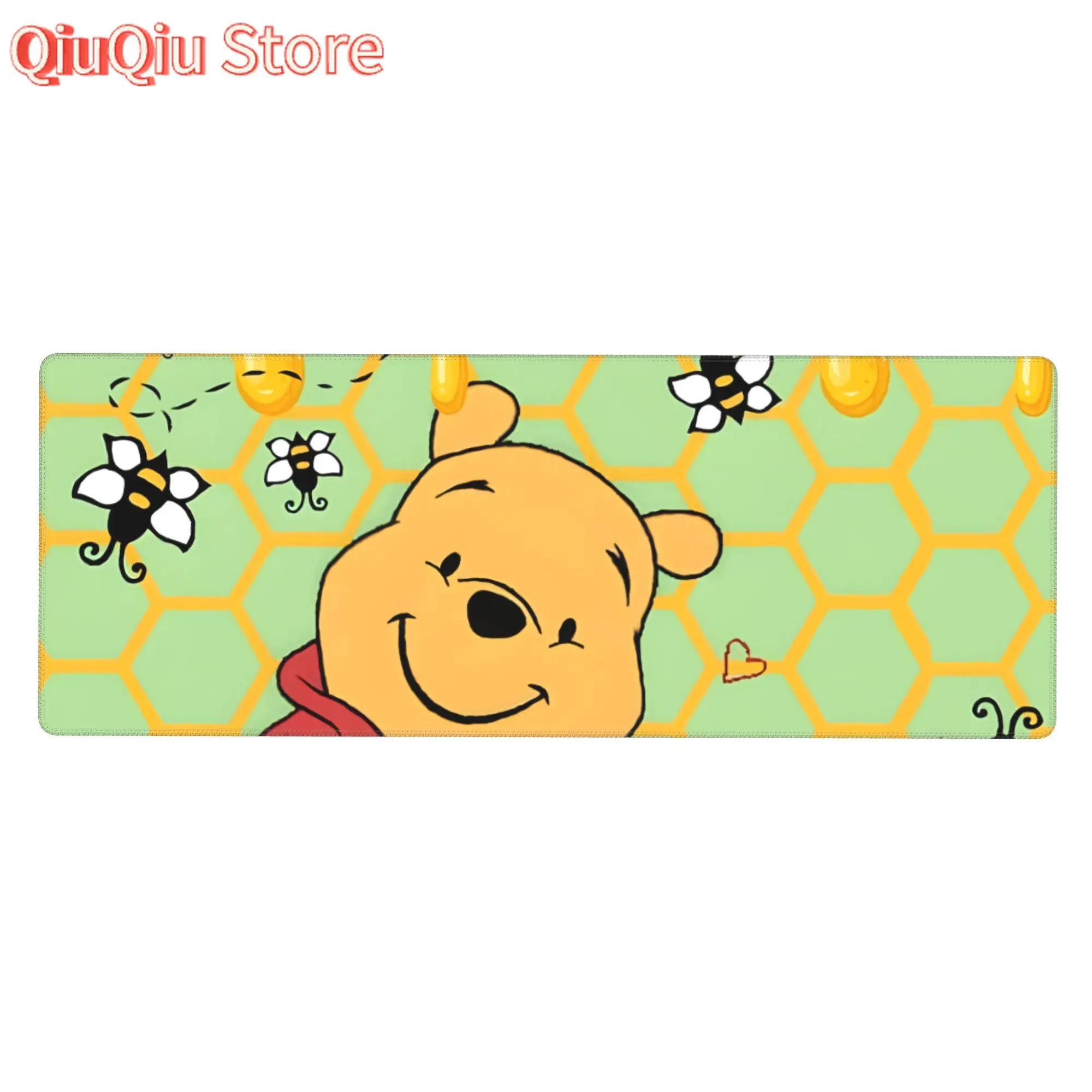 لوحة مفاتيح وماوس كبيرة للكمبيوتر من Winnie the Pooh Honey Wall - قاعدة مطاطية غير قابلة للانزلاق، حواف مخيطة، مثالية للألعاب والمكتب U