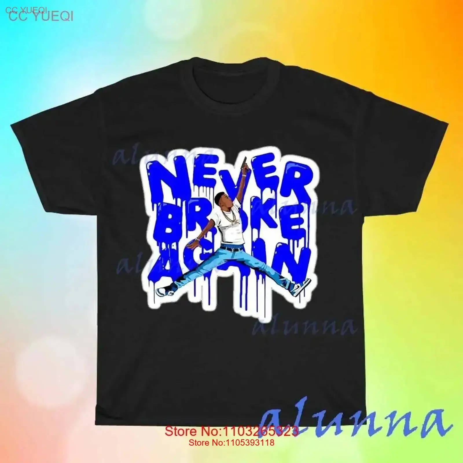 Новая мужская черная футболка с надписью Never Broke Again, забавный дизайн, размеры от S до 5XL, винтажная, с эффектом потертости, дизайнерская одежда, топ для повседневной носки.