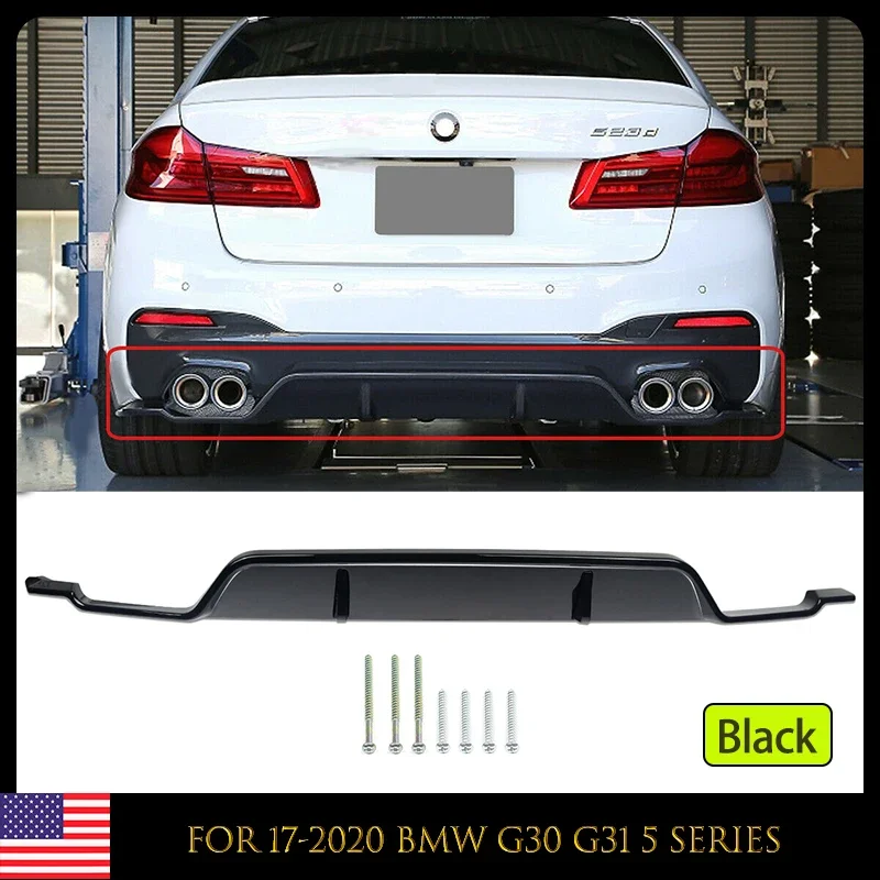 

Gloss Black For BMW 5-series G30 G31 2017 2018 2019 2020 M Performance Car Rear Bumper Lip Diffuser Spoiler Splitters 3D Style