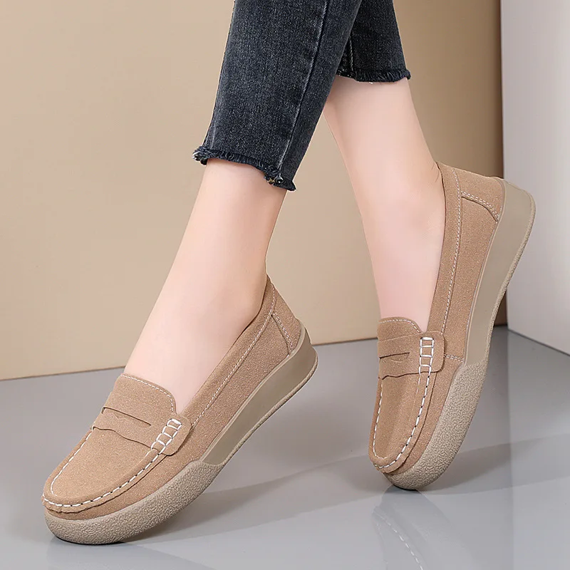 Flat Shoes Women 2023 Autumn Leather Casual Shoes Women's Soft Bottom Comfort Single Shoes Female Walking Shoes