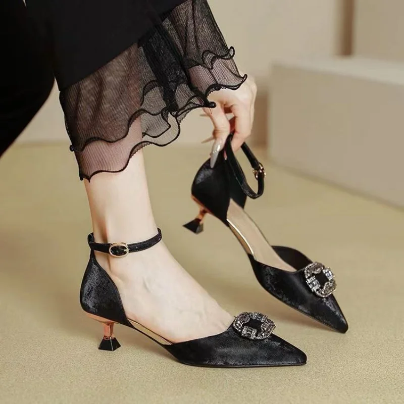 New Style Pointed Toe Shallow Rhinestone Decoration Sexy Elegant Banquet Party High Heels Fashionable Summer Sandals image 6