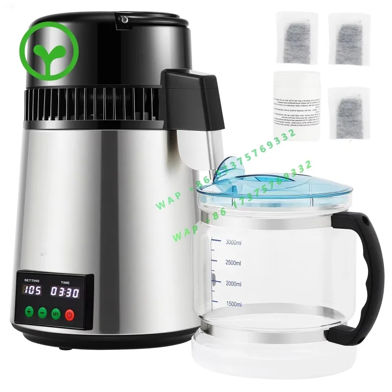 【Premium】SucceBuy 4L Water Distiller Purifier Filter 1 L/H Distilling Speed Dispenser Drinking Bottle Softener Touch Screen Home