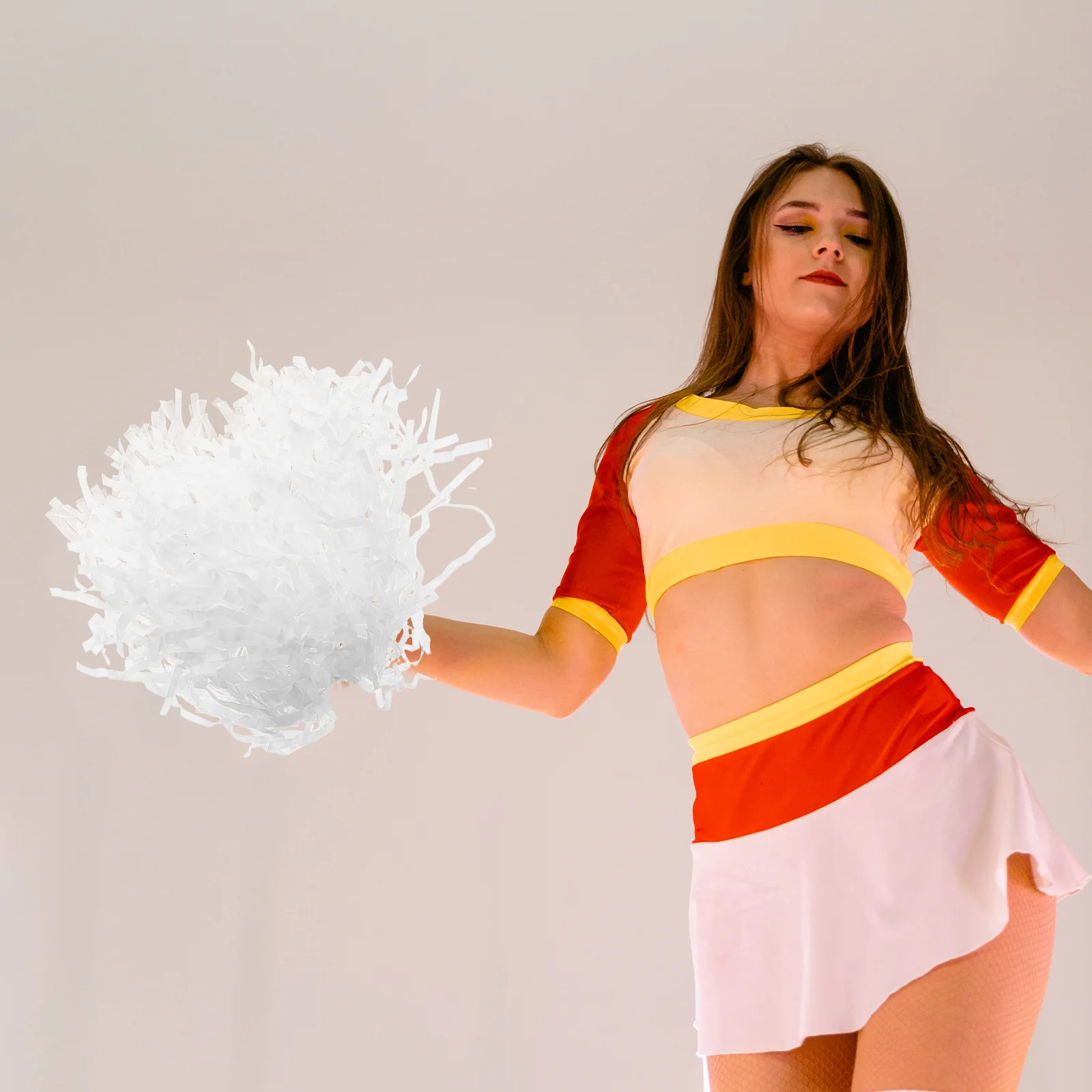 

12Pcs Large Pom Poms Cheerleading White Metallic Hand-Held Flowers for Dance Teams Sports Event Party Favors