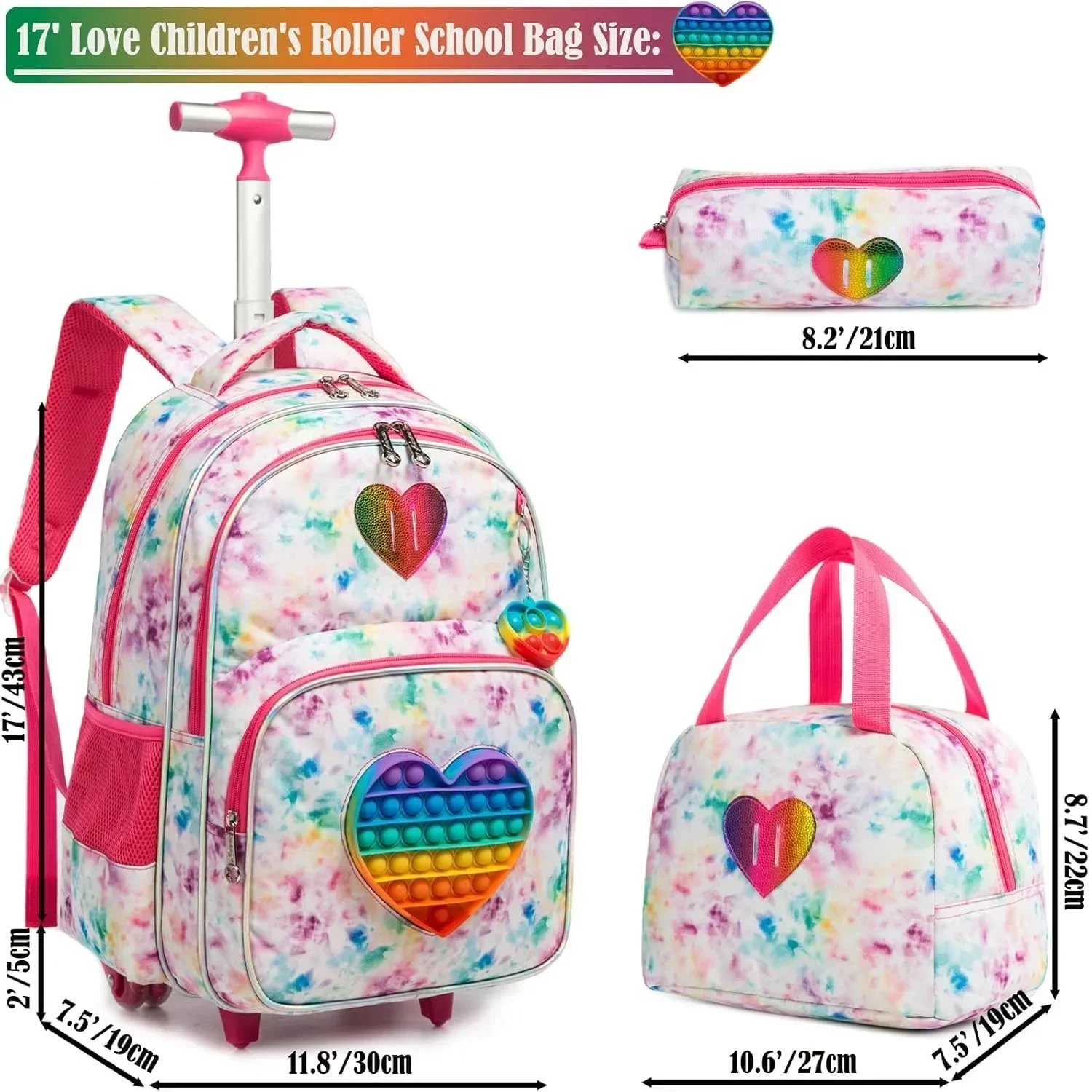 Crianças rolando mochila para meninas saco de escola das crianças com rodas carrinho conjunto mochila para estudantes bagagem com rolo