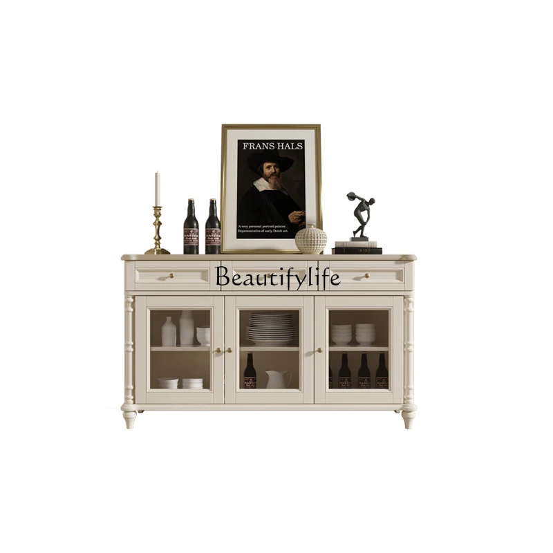 

American solid wood dining side cabinet household wall storage cabinet