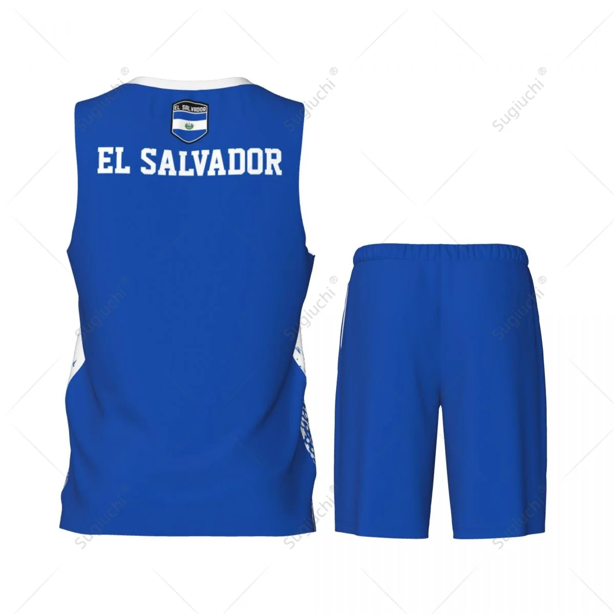 Conjunto de camiseta y pantalones de baloncesto para hombre, camiseta sin mangas, nombre personalizado, Nunber exclusivo, Team-up, El Salvador Flag Grain