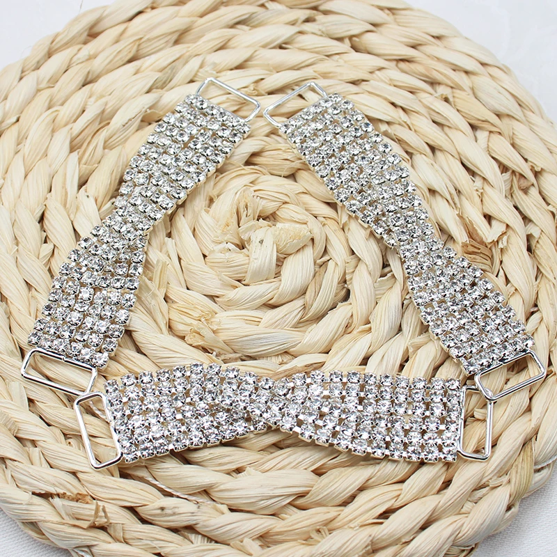 Hot Sale 2pcs 15*85mm Rhinestone Bikini Connector Buckle Brass Chain Swimwear Decorative Rhinestone Jewelry Buckle