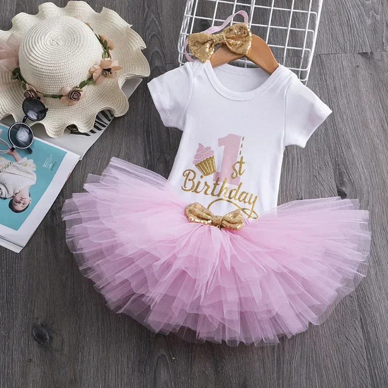 Baby Girls 1 year birthday Tutu Dress Toddler Girls 1st Birthday Party Christening Outfits Princess Costumes for 12 months Girls