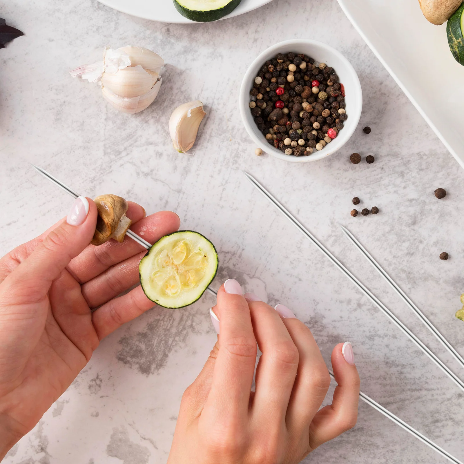 

100Pcs Metal Skewers for Grilling Stainless Steel Bbq Sticks Smooth Non-Rust Needles Ideal for Beef Fruit Vegetable Outdoor