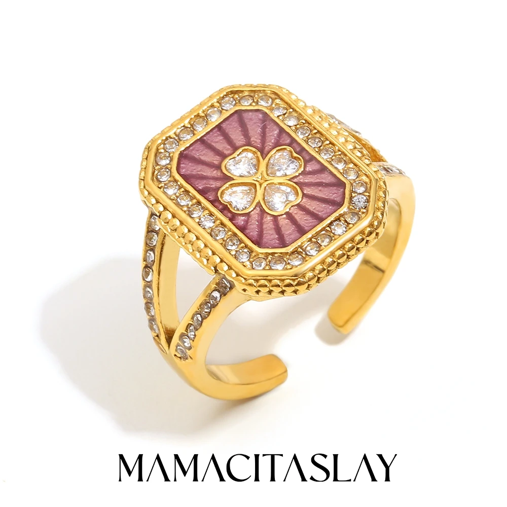 MamacitaSlay 316L roestvrij staal emaille zirkoon hart ster maan ring ketting partij waterdichte sieraden dames charme sieraden