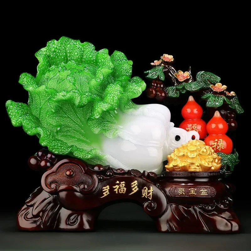 

MOYU Chinese Resin Cabbage Gourd Decor Handicraft Home Lucky Office Living Room Entrance Opening Gifts