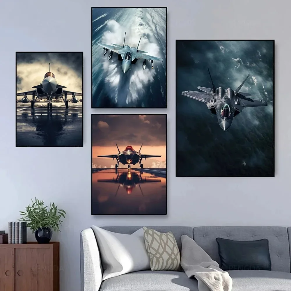 Abstract Fighter F35 Fighter European Fighter Typhoon V3 Aircraft Aesthetic Canvas Painting Posters For Living Room Decoration
