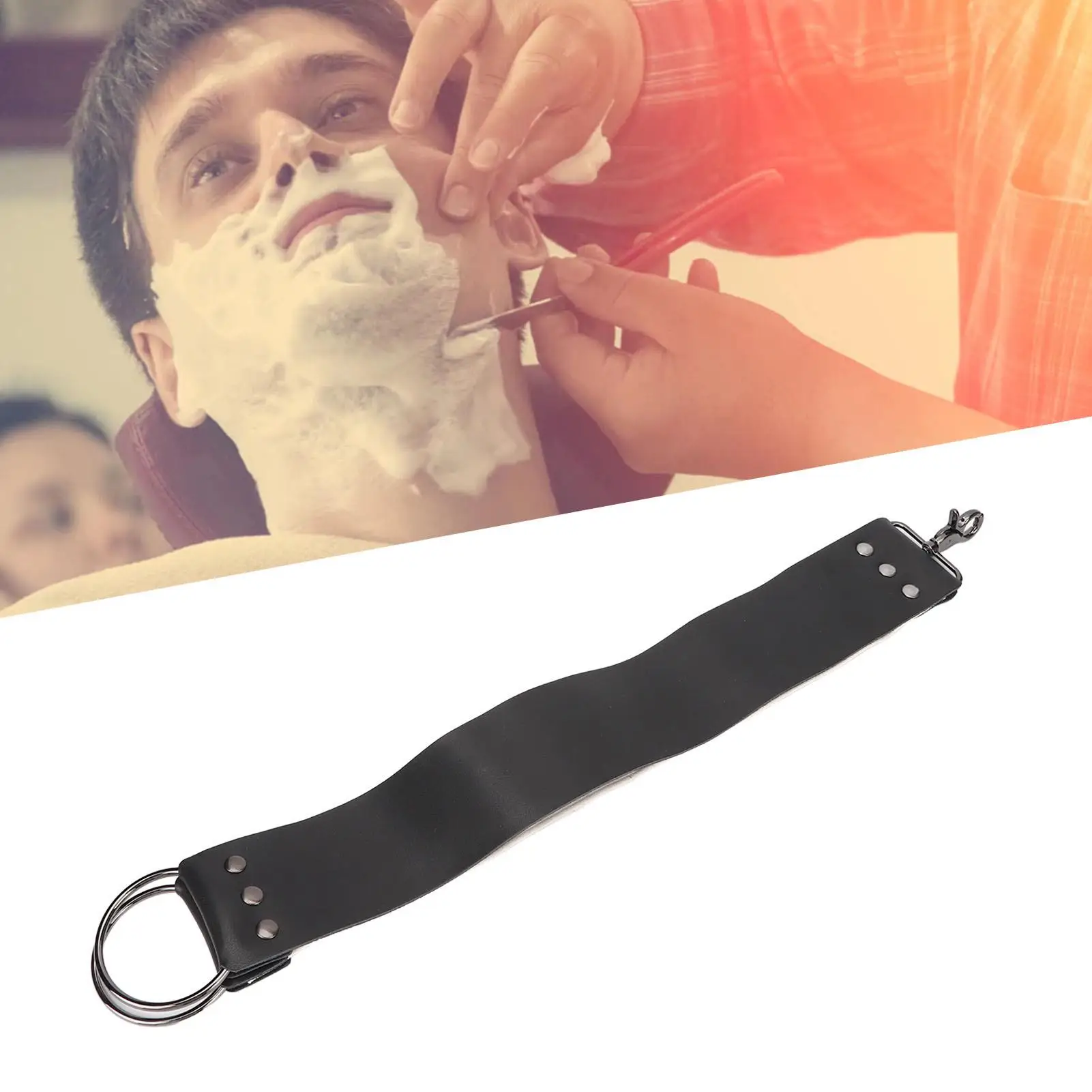 Double Layer Straight Strop Sharpening Strap for Barber Blades - Black & White