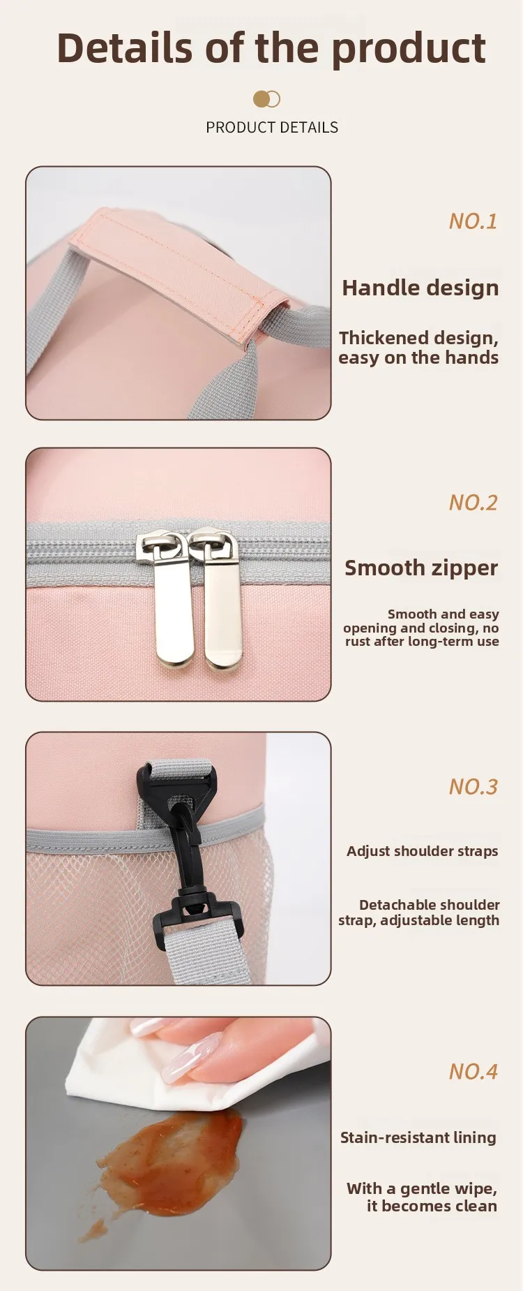 Tragbare Oxford Isolierte Kühltasche Wasserdichte Thermotasche Große Kapazität Schulter-Lebensmitteltasche für Picknick Camping Arbeit Reisen – Detail 9