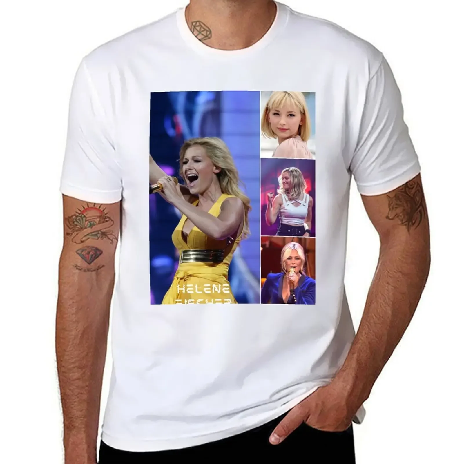 Customs Cute Tops Men Clothings Helene Fischer German Singer Beautiful Photo Collage / Montage - 3 T-shirt Harajuku Oversized