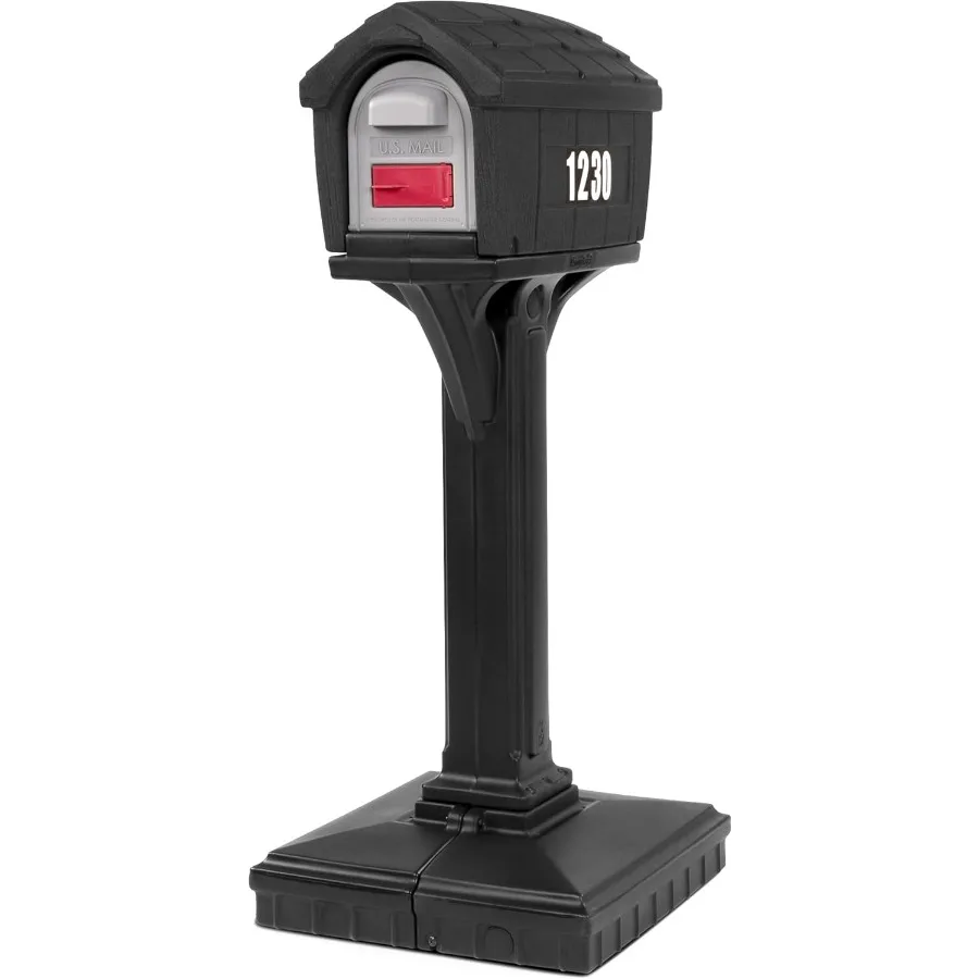 

American Home by DigFree Easy Up Home Mailbox and Post Combination in Black Above Ground Mailbox for Residential Use with Durab