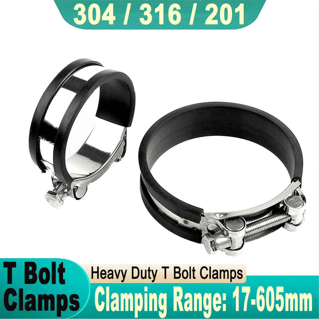 Tightening Exhaust Hose Clamp Pressure Hoses Air Intake Hoses Bolt And Screw Heads Heavy Duty Stainless Steel T Bolt Clamps