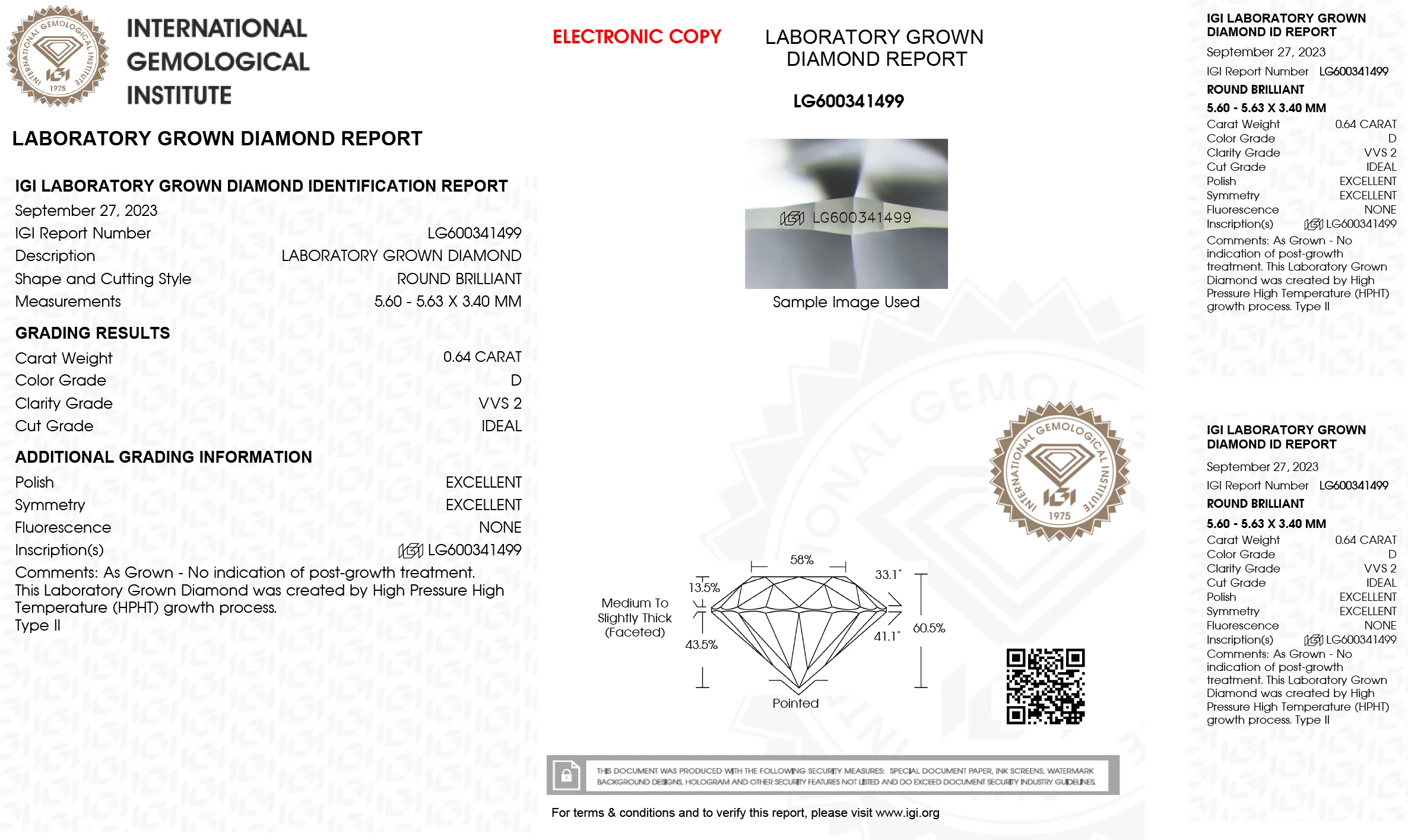 0.64 Ct Ronde Gesneden D Kleur Vvvs2 Helderheid Igi Gecertificeerd Lab Geteeld Diamant Cvd Hpht Losse Diamant Voor Custom Diamanten Sieraden