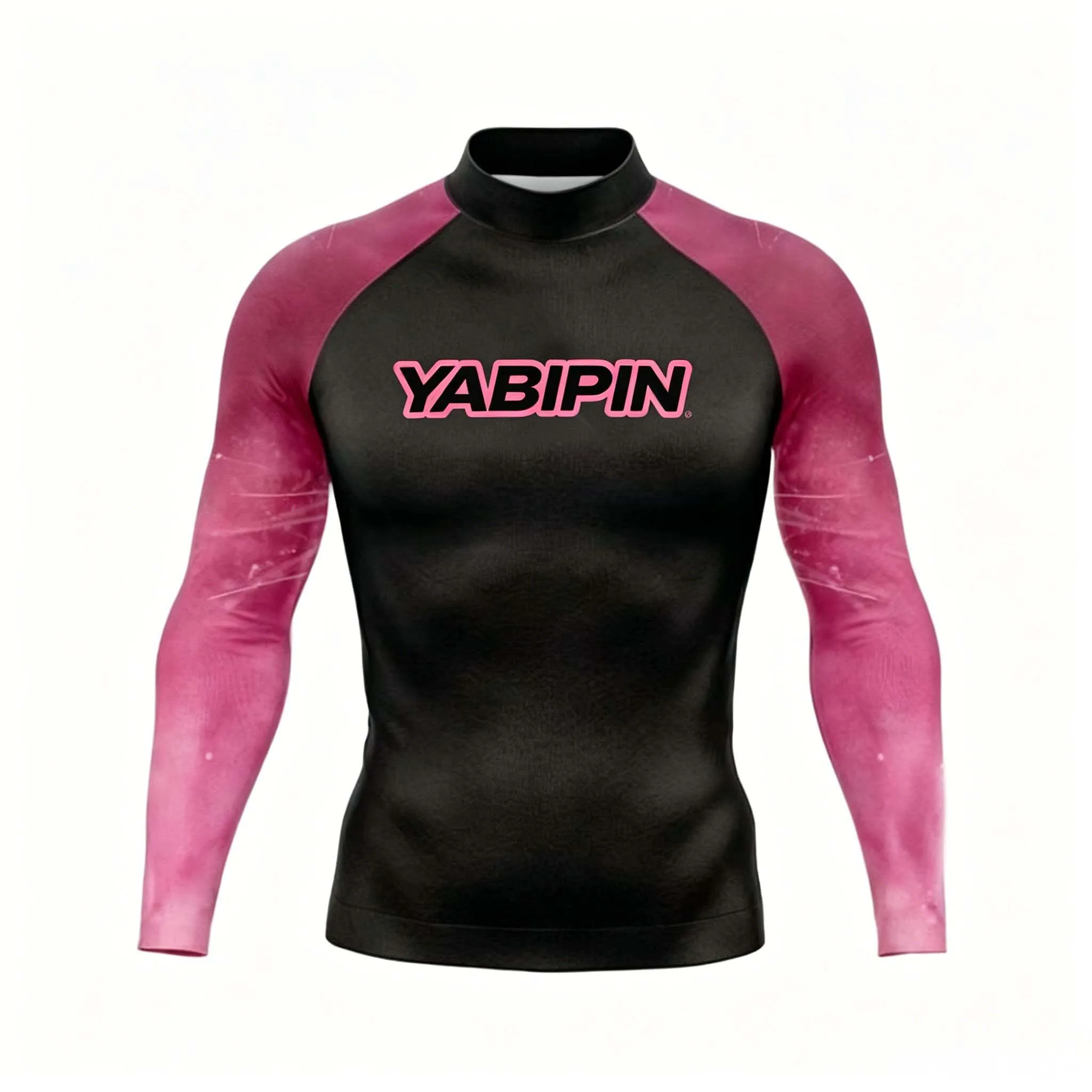 Neues modisches Herren-Rashguard-Surfshirt mit Stehkragen, T-Shirts mit Buchstabengrafik, schnell trocknend, sportliche Passform, Sommerurlaub-Oberteil