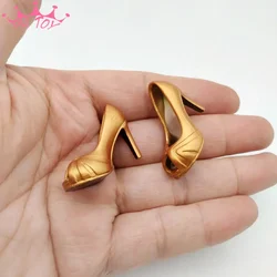 Fashion Peep-toe Shoes Model 1/6 Scale Golden High Heeled Hollow Shoes for 12in Action Figure Toys Collection