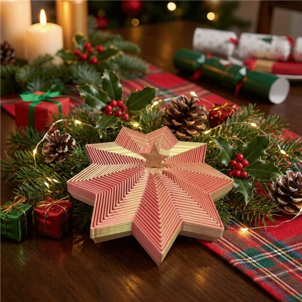 Spiral Octagonal Christmas Tree Spiral Stretching Relaxation Fractal Fidget Star Model Funny 3D Printed Visual Illusion Hexagon
