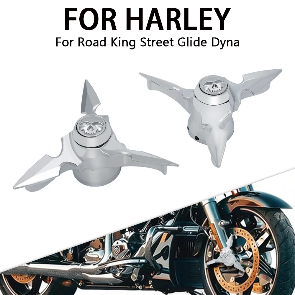 

Motorcycle Chrome Skull Spun Blade Spinning Axle Caps Fit For Harley Touring Dyna Sportster 883 1200 XL Softail VRSC Accessories
