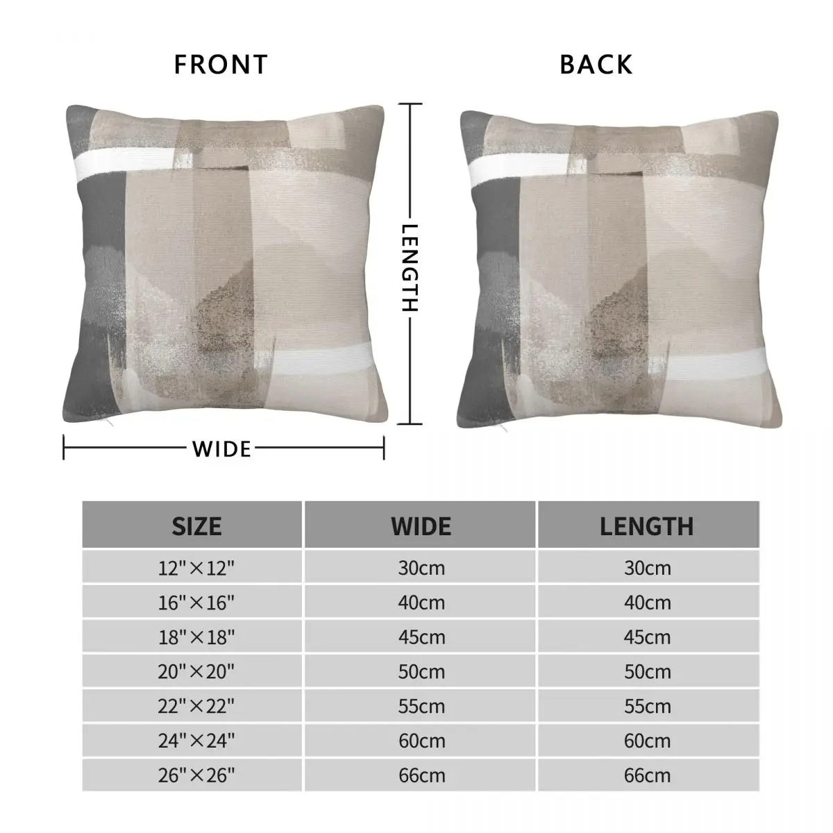 Grey Beige Geometric Abstract Square Pillowcase Polyester Linen Velvet Printed Zip Decorative Pillow Case Home Cushion Cover