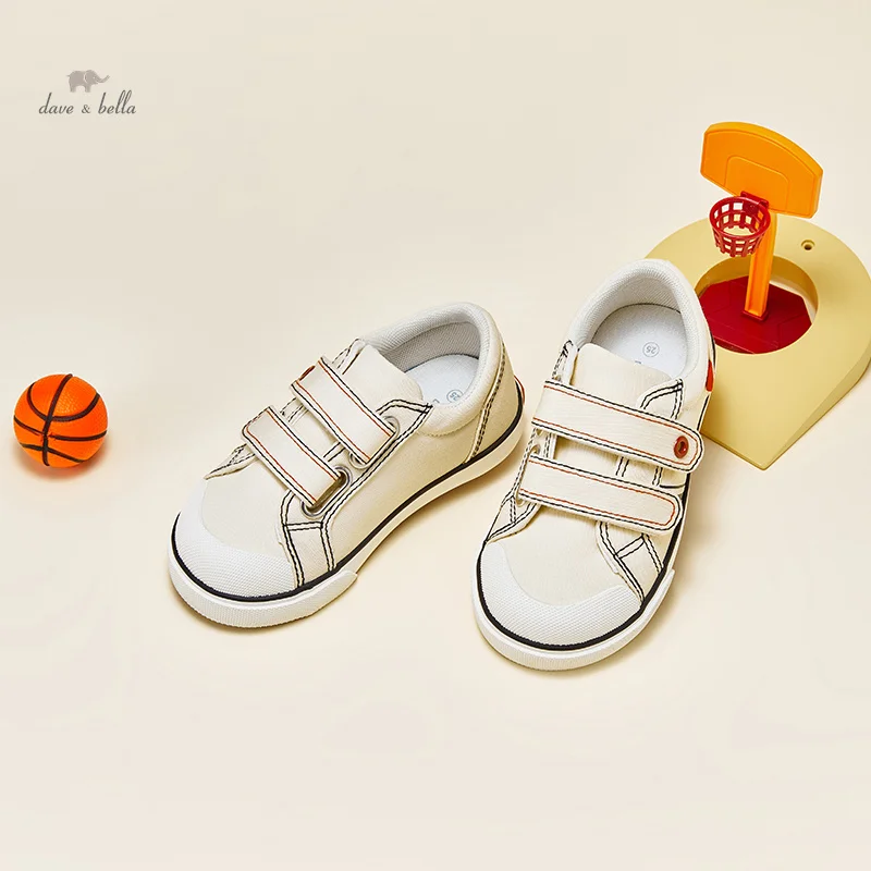 Dave Bella Children's Canvas Shoes Fashion Kids Casual Shoe Beige Non-slip Breathable Toddler Flat Shoes DB1247942