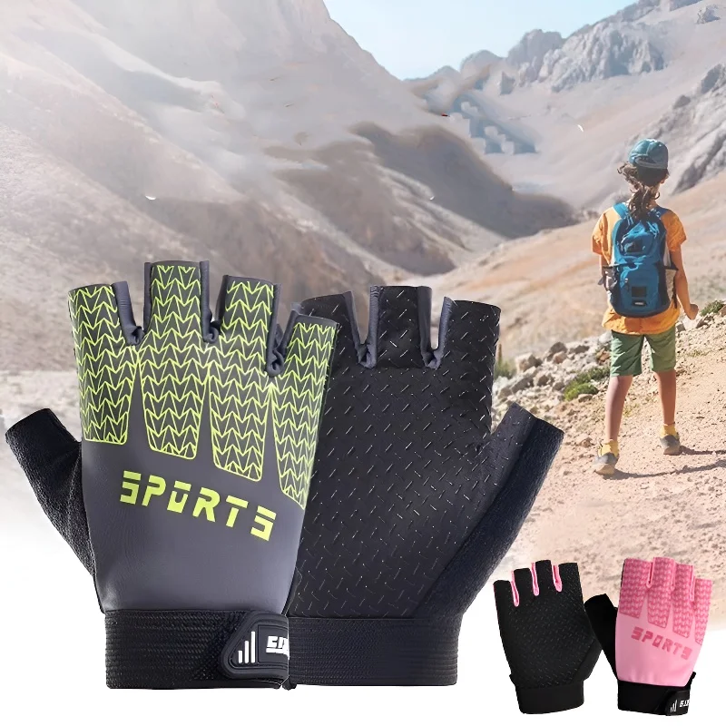 

1pair Kids Fingerless Sport Cycling Gloves,Ideal for Skateboarding,Mountain Biking,Outdoor Sports - Breathable and Comfortable