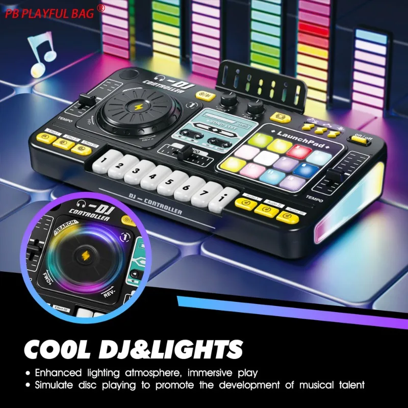 Controlador mezclador de DJ multifuncional de simulación para niños, reproductor de DJ de órgano electrónico, juguete de entretenimiento musical, regalos de navidad, 2025