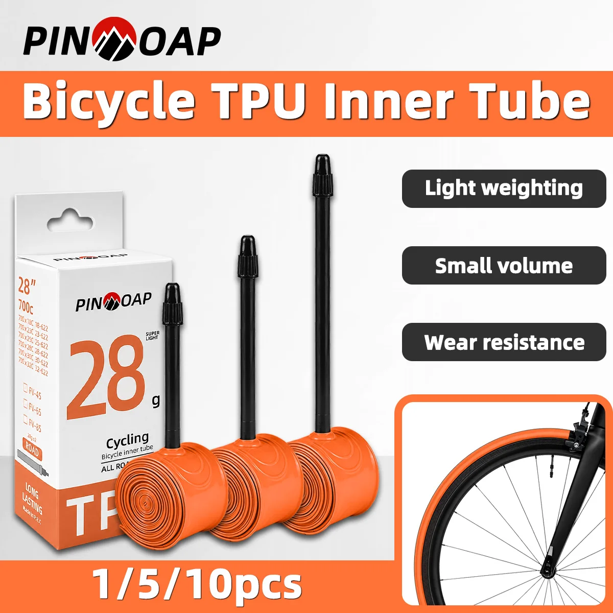 TPU Fahrrad-Schlauch FV45/65/85MM 700x18-32C Rennrad-Reifenschlauch Fahrrad-Innenschlauch Ersatzschlauch für Fahrradzubehör – Detail 1