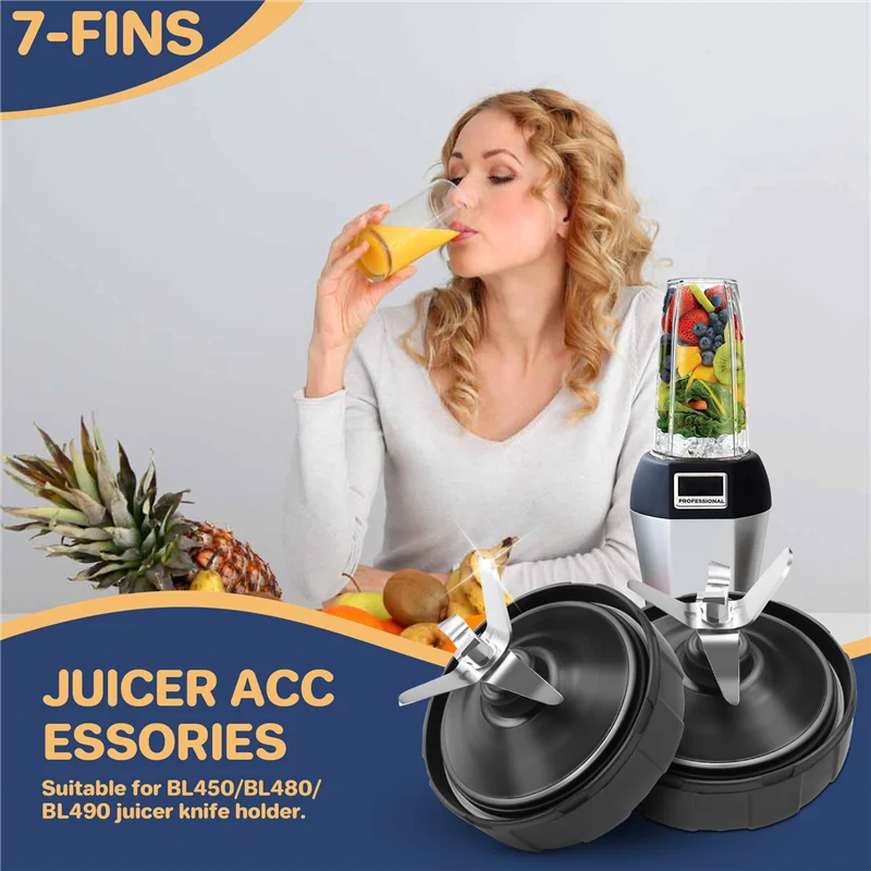 A67Z 7 زعانف خلاط شفرة جزء عصارة حالة خلاط قطع الغيار الجمعية استبدال ل نوتري نينجا برو السيارات الذكاء عصارة حامل سكاكين