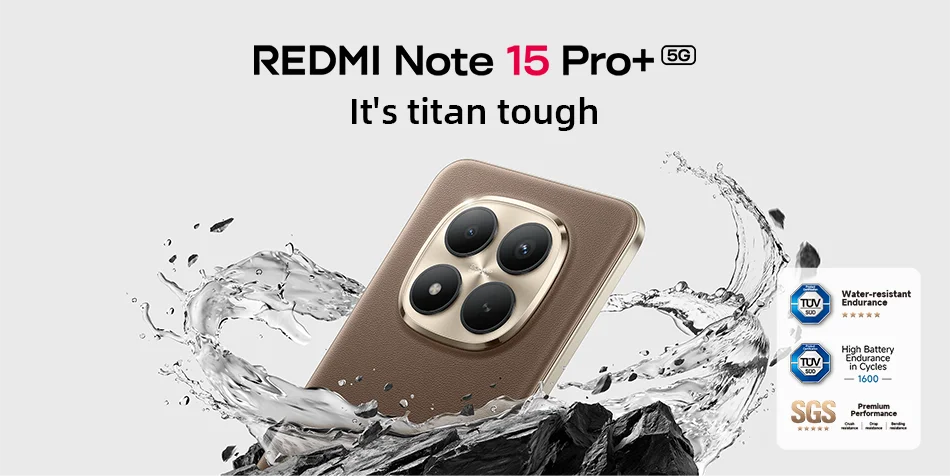 Xiaomi Redmi Note 15 Pro Plus 5G Global Version Cellphone Snapdragon 7s Gen 4 200MP Main Camera 6500mAh Battery 6.83" 120Hz NFC