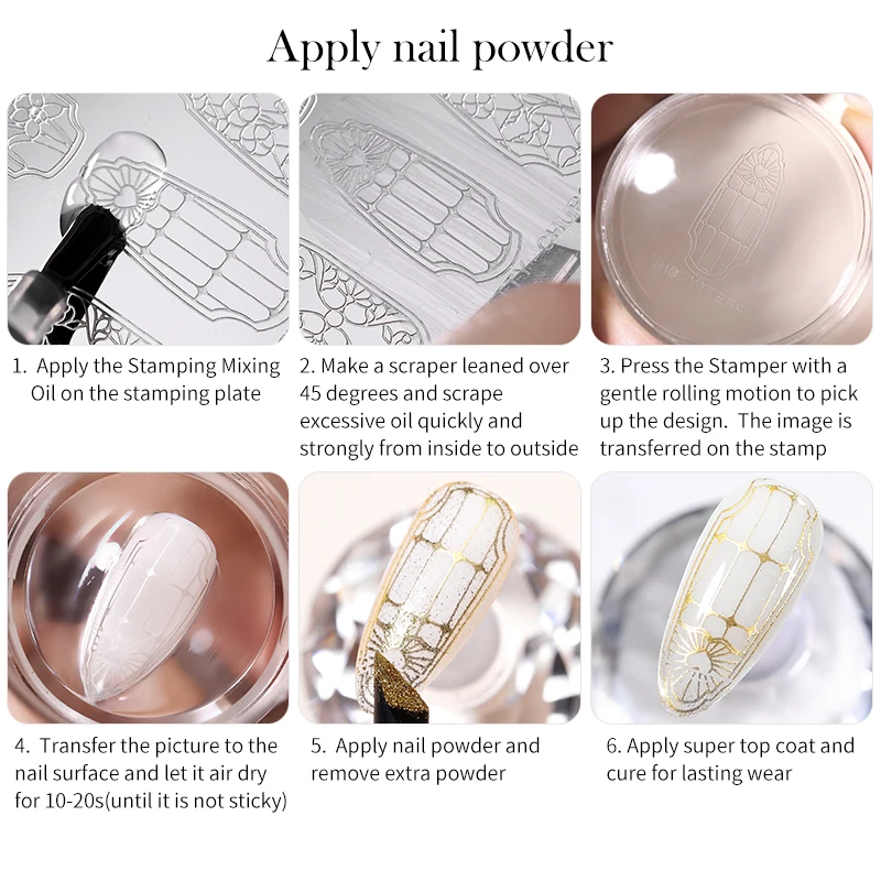 BORN PRETTY 10ml Stamping-Mischöl zum Mischen mit Malgel, Stamping-Lack, Auroras Nagelpulver, Maniküre-Nagelstempelwerkzeuge – Detail 11