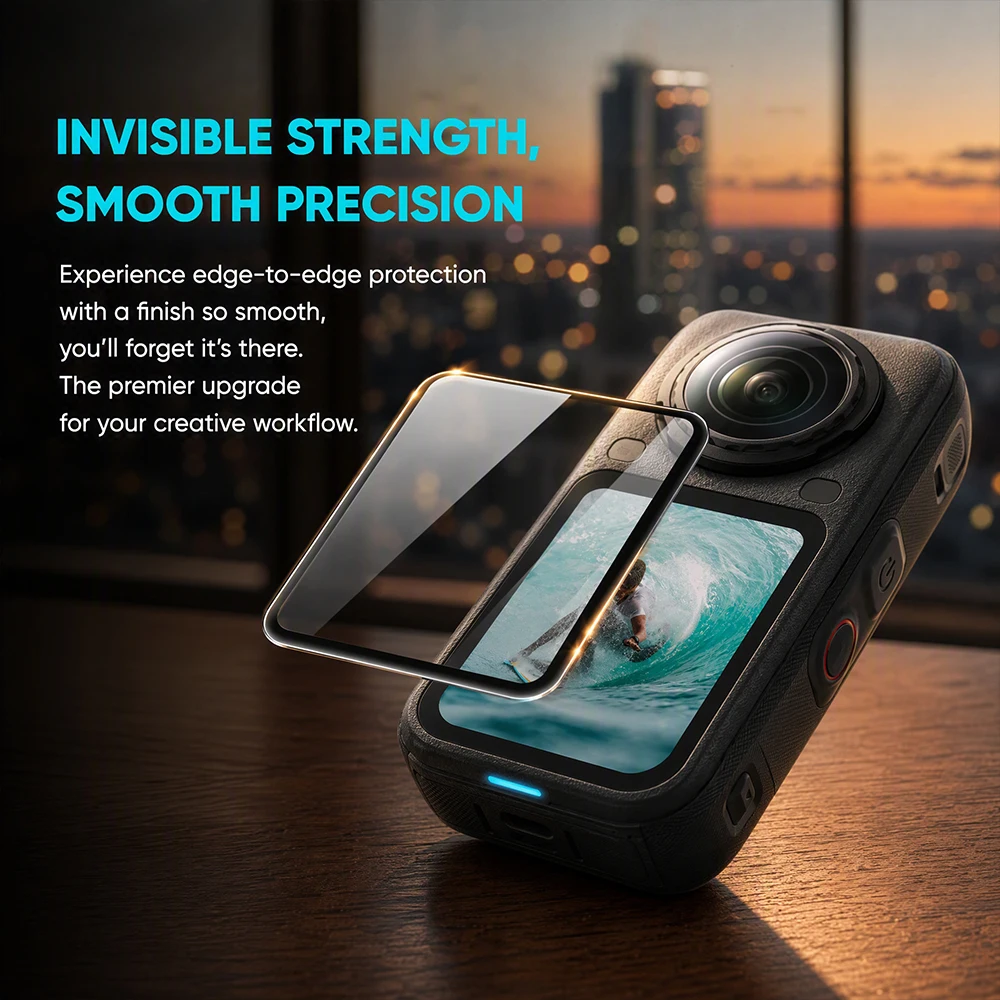 2 sztuki szkła 9H do Insta360 X6, przezroczysta folia ochronna na ekran Ultra-HD z hartowanego szkła, odporna na zarysowania i odciski palców, akcesoria. — zdjęcie produktu 4