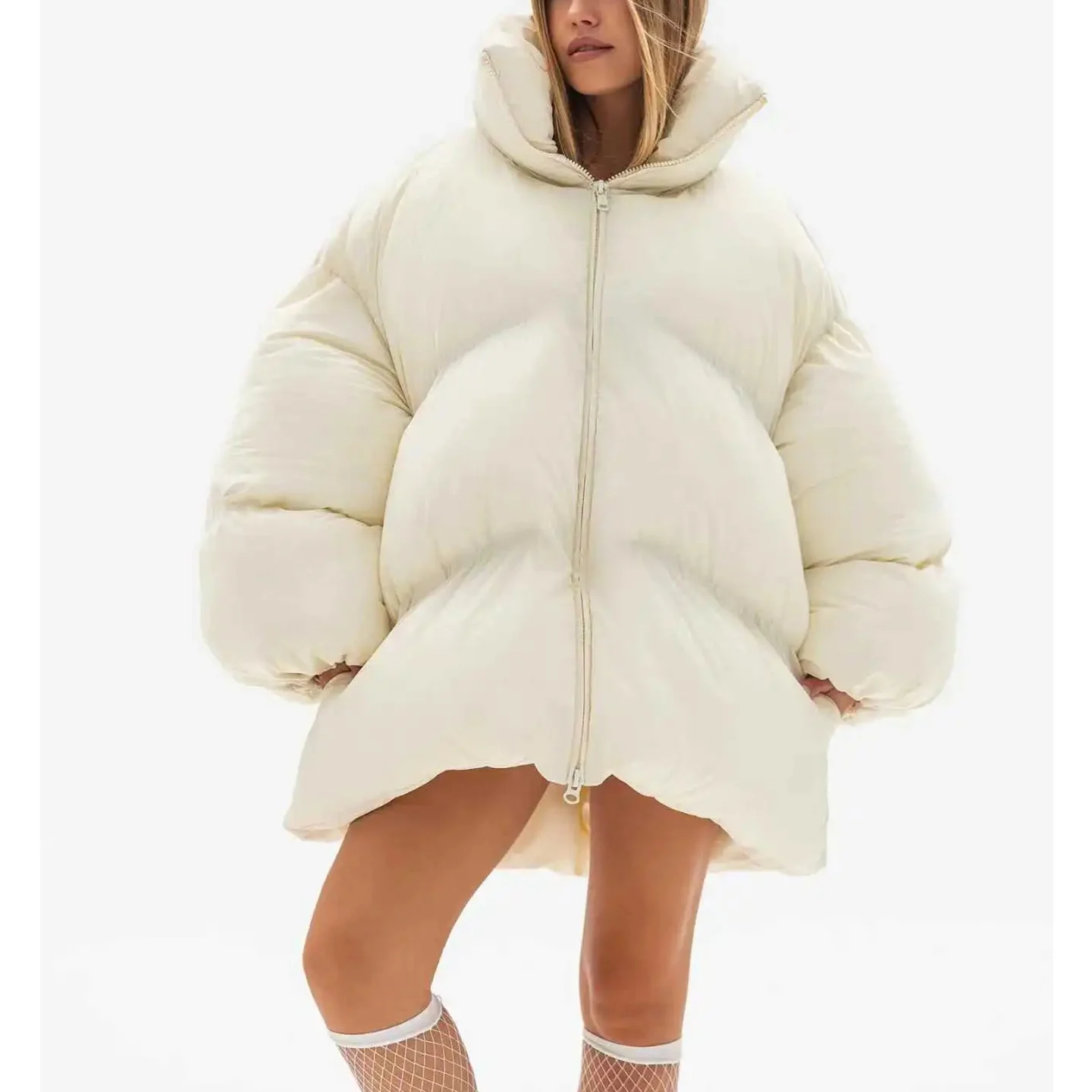 Invierno nuevo Casual Sle suelta ajuste cremallera Stand Collar largo Sve longitud media algodón Jaet prendas de vestir exteriores de mujer viaje Faion