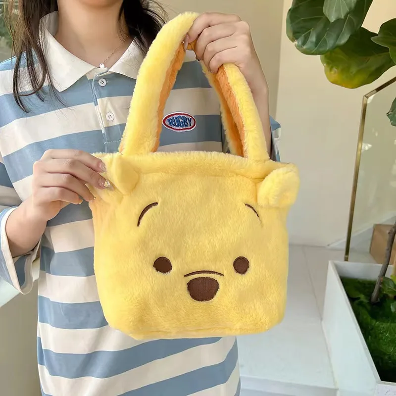 Disney Creative Plush Double-sided Doll Bags Handbag Women Girl Action Toys Winnie The Pooh Tigger Reversible Tote Bag Kids Gift