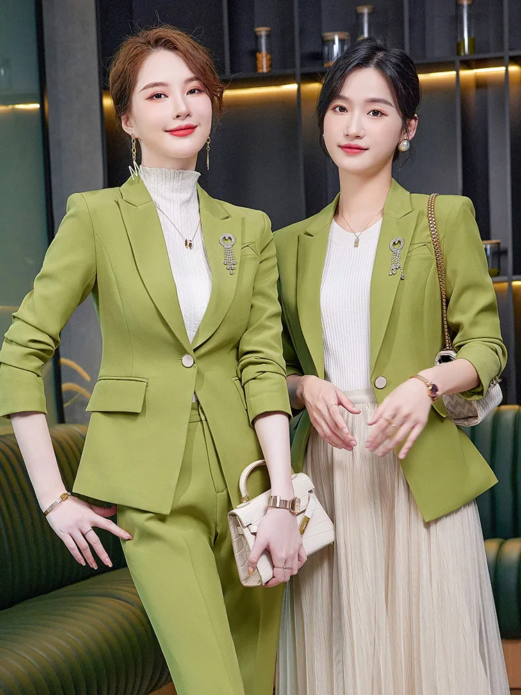 Long Sleeve Fashion Solid Color Goddess Temperament Elegant Small Suit Coat Business Workplace Work Uniforms Student School Unif