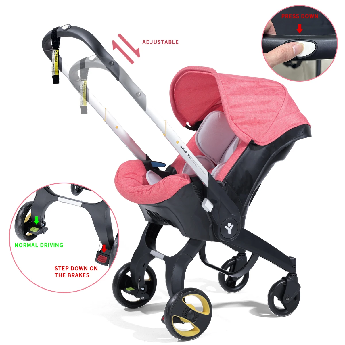 

Bidirectional travel baby stroller, Newborn stroller, portable and foldable, metal frame and comfortable fabric - Thanksgiving g