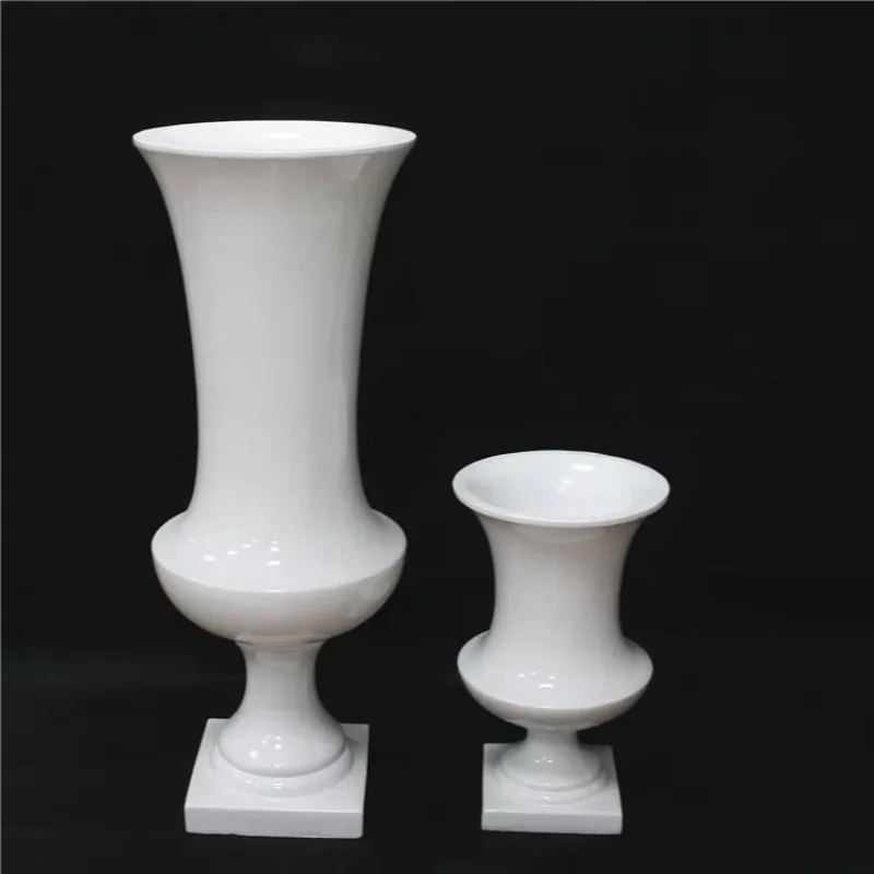 Modern simple large fiberglass square base vase ancient style hotel wedding road guide