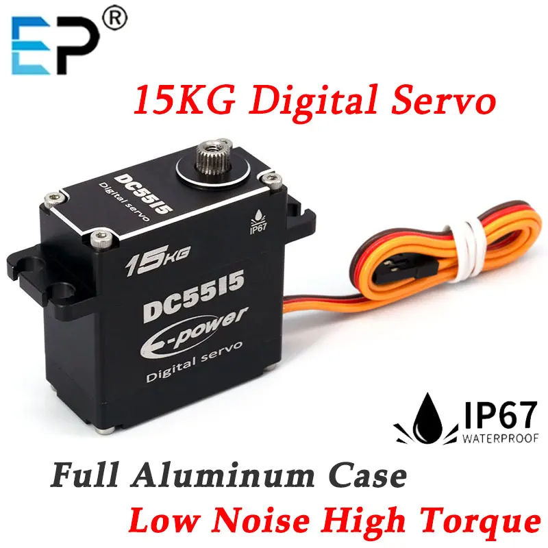 E-POWERRC DC5515 Servo digitale da 15 kg 180 ° /270 ° 360 °   Cassa completamente in alluminio Ingranaggio in acciaio inossidabile Coppia elevata RC Climb Car Parti fai da te Giocattolo