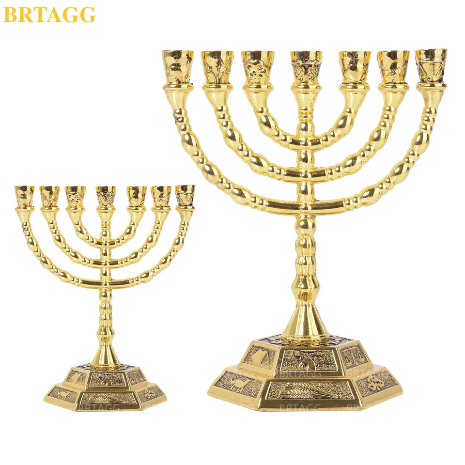 BRTAGG Menorah メノラー、ユダヤ人の燭台、イスラエルの12部族、7つの