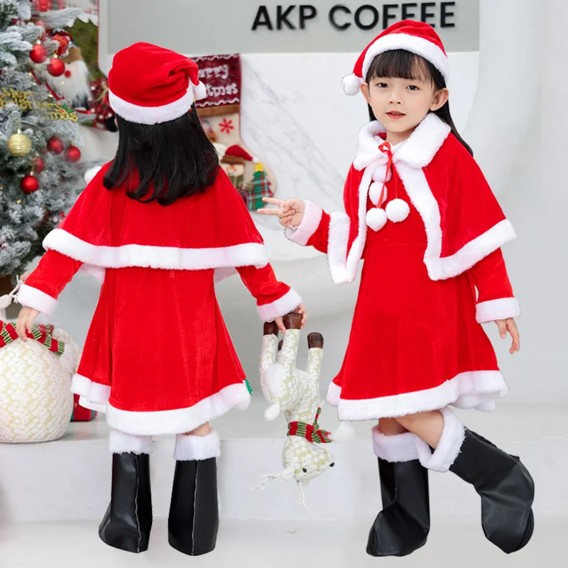 2024 Christmas boys and girls' clothing, with girls' shawls, boots, Christmas gift bags