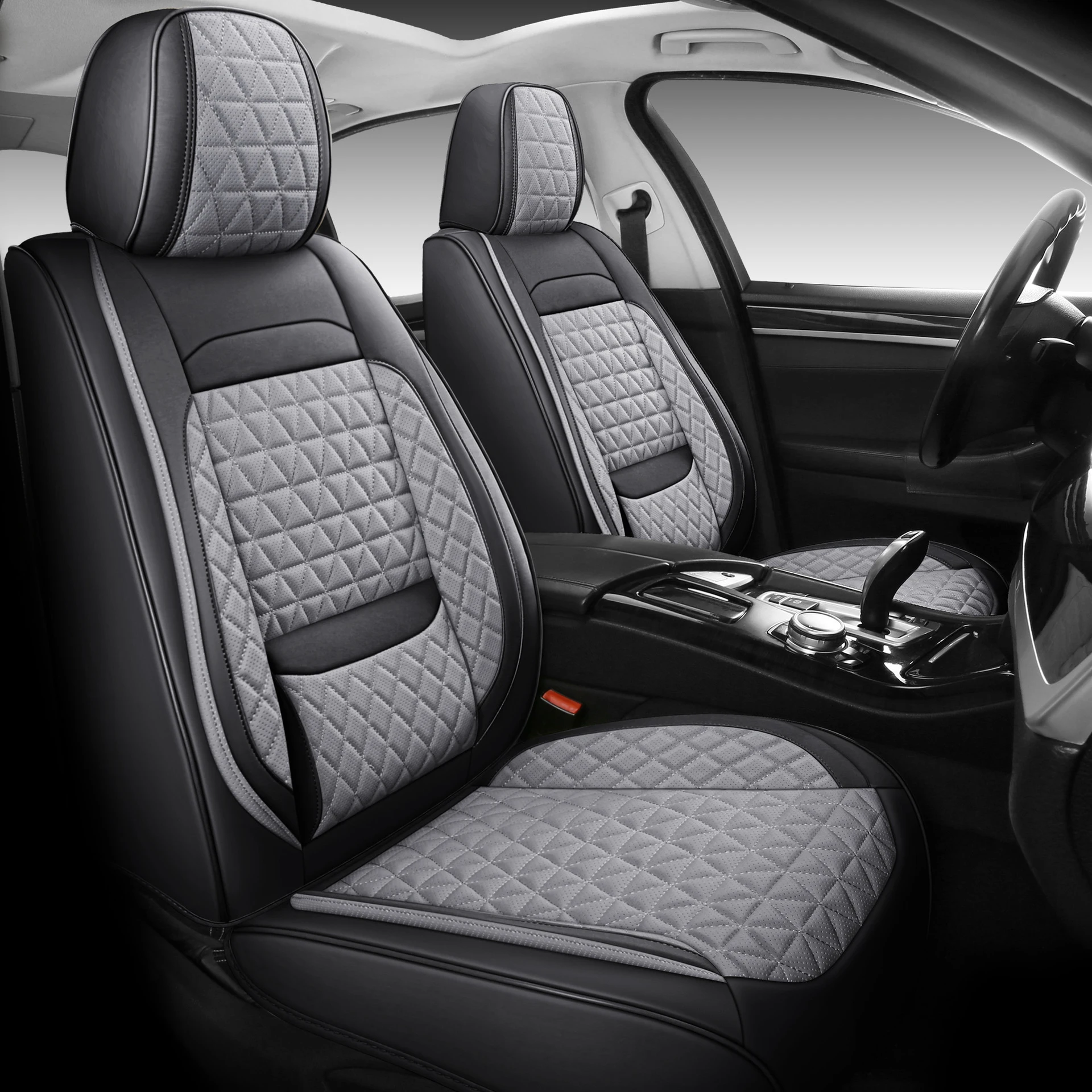 Universal Car Seat Covers Full Covered Durable Artificial Leather 3D Solid Waist Seat Kits for 90% Sedan SUV Front Rear Cover