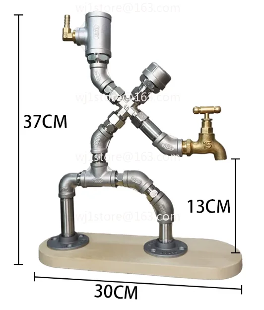 Stainless steel water pipe robot creative personality cafe wine bar counter retro decoration ornament wine rack wine dispenser