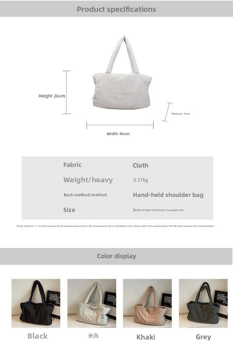 Herbst Winter Baumwolle Umhängetasche Frauen Stilvolle Tote Satchel Handtasche Geräumige Nylon Geldbörse für Arbeit Pendeln und Reisen – Detail 1