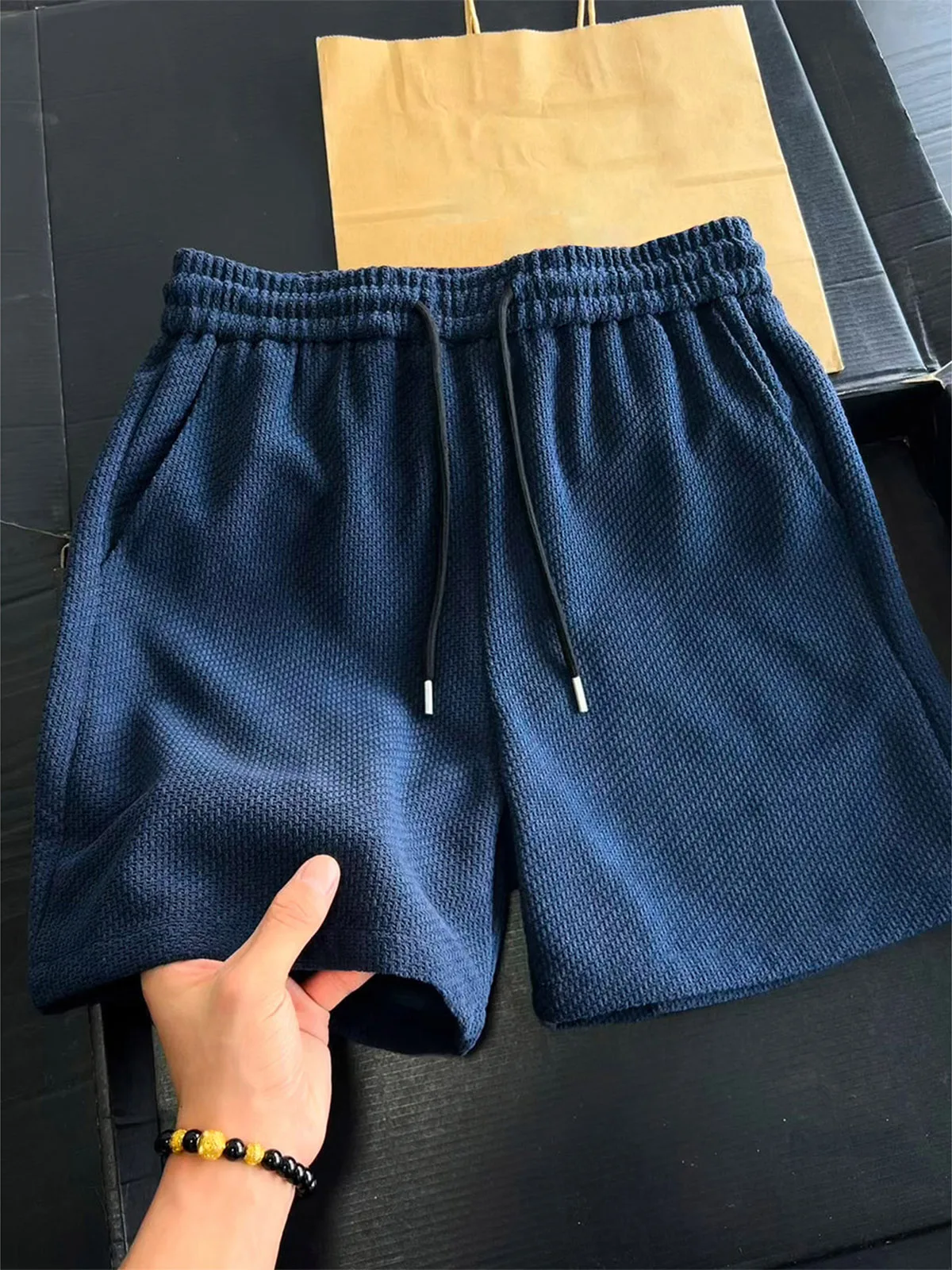 Ice Silk Dragon Scale Texture Short Pants Men's High Sensation Cool Breathable Four-Way Stretch Straight Leg Short Pants