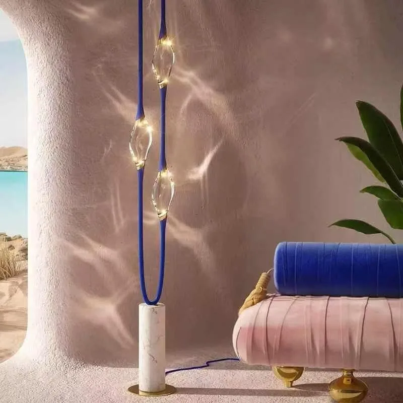 Milan designer creative crystal floor lamp, bedside lamp, postmodern living room atmosphere art marble floor lamp