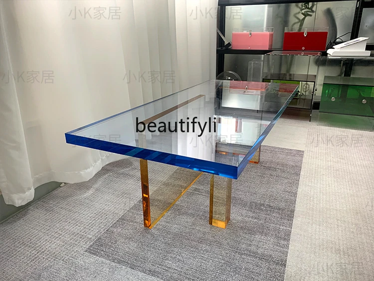 Acrylic Gradient Coffee Table Modern Living Room Sofa Side Table Villa Exhibition Hall Designer Tea Table