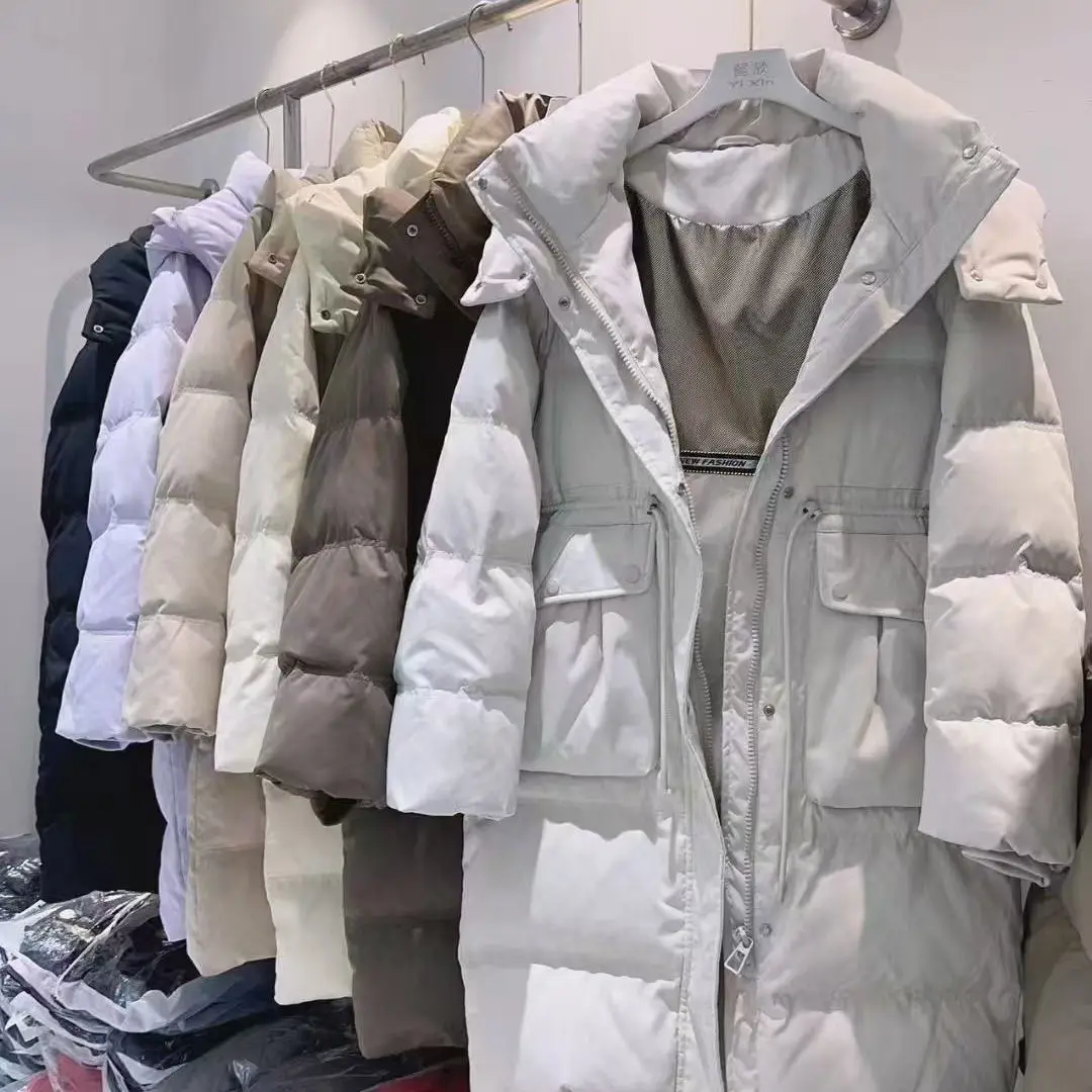 2025 Winter Women's Down Jacket Loose Hooded Strap Straight Tube Pike Jacket